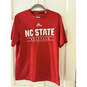 Adidas NC State Wolfpack Team Issue Performance Shirt M Red Logo NWOT